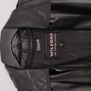 Women's Wilson Classic Black Leather Trench Coat, Thinsulate Lining EUC Size M